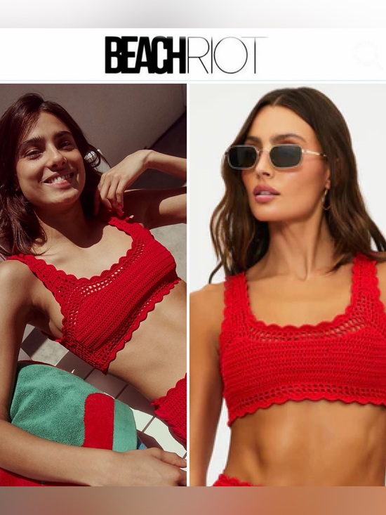 Beach Riot Other - Beach Riot Andy Crochet Swim Top Red  Bikini Top Sz L NWT $138